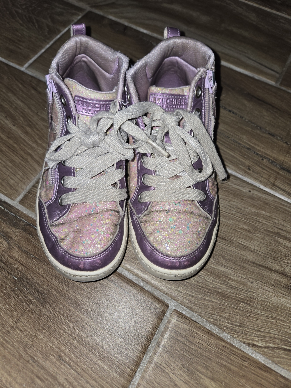 Skechers Girls' Purple Glitter High-Top Sneakers